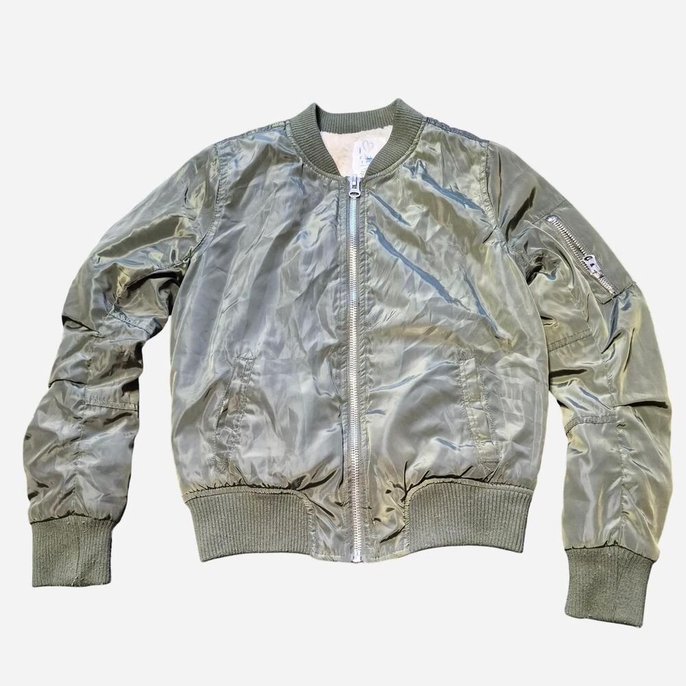 Full-tilt Women's Olive Green Bomber Jacket Size S